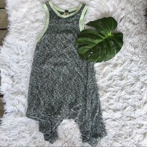 Free People gray knit tunic tank with green trim